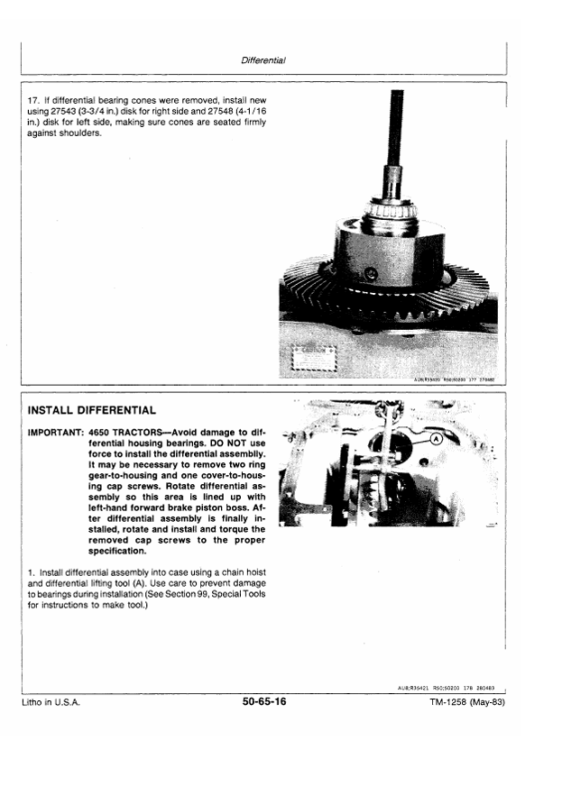 JOHN DEERE 4650 AND 4850 TRACTOR REPAIR TECHNICAL MANUAL TM1354