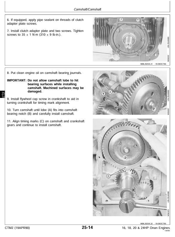 JOHN DEERE 16, 18, 20 AND 24HP ONAN ENGINE MANUAL CTM2