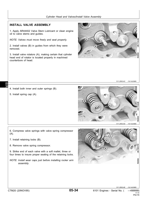 JOHN DEERE SERIES 500, 6101 DIESEL ENGINE TECHNICAL MANUAL CTM20