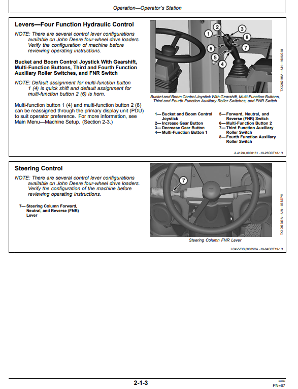 JOHN DEERE 444L 4WD LOADER OPERATOR MANUAL OMT426944X19