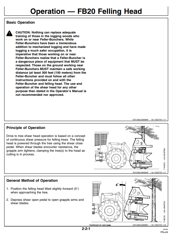 JOHN DEERE FB20 DRIVE TOTREE SHEAR FELLING HEAD OPERATOR MANUAL OMF381447
