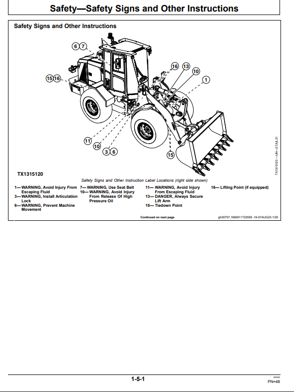 JOHN DEERE 444 G-TIER 4WD LOADER OPERATOR MANUAL OMT488612X019