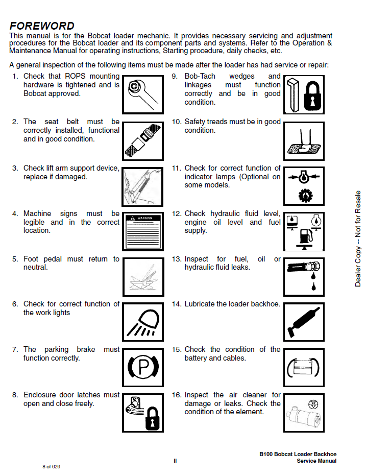 6902812 Bobcat B100 B-Series Repair & Maintenance Manual