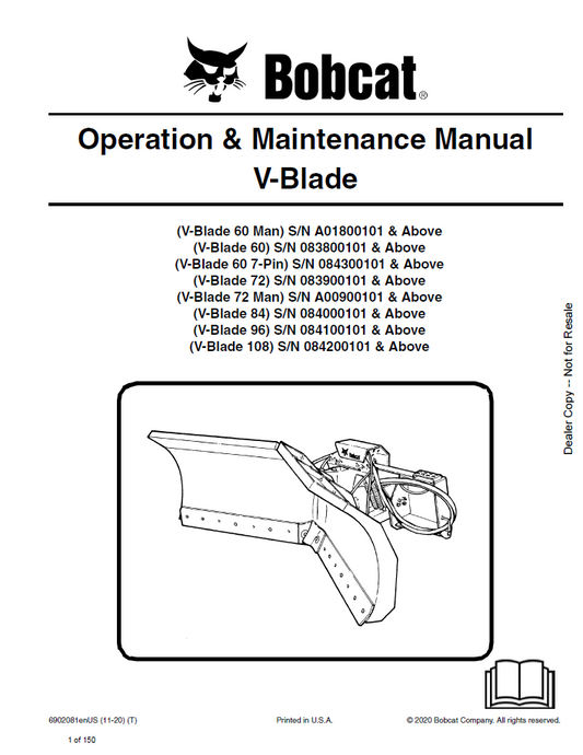 6902081 - BOBCAT V-BLADE OPERATION AND MAINTENANCE MANUAL PDF