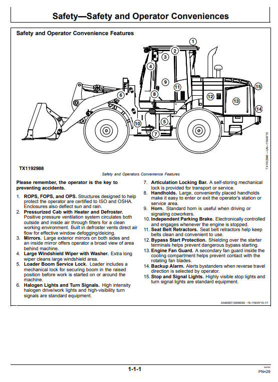 JOHN DEERE 444K 4WD LOADER OPERATOR MANUAL OMT361493X19