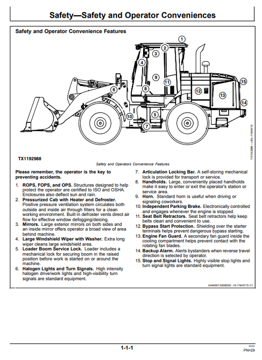 JOHN DEERE 444K 4WD LOADER OPERATOR MANUAL OMT361493X19