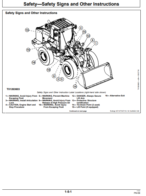 JOHN DEERE 524 P-TIER, GEN-A 4WD LOADER OPERATOR MANUAL OMT483917X019