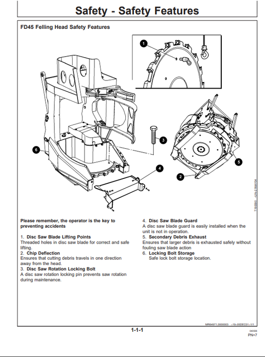 JOHN DEERE FD45 DISC SAW FELLING HEAD OPERATOR MANUAL F386945
