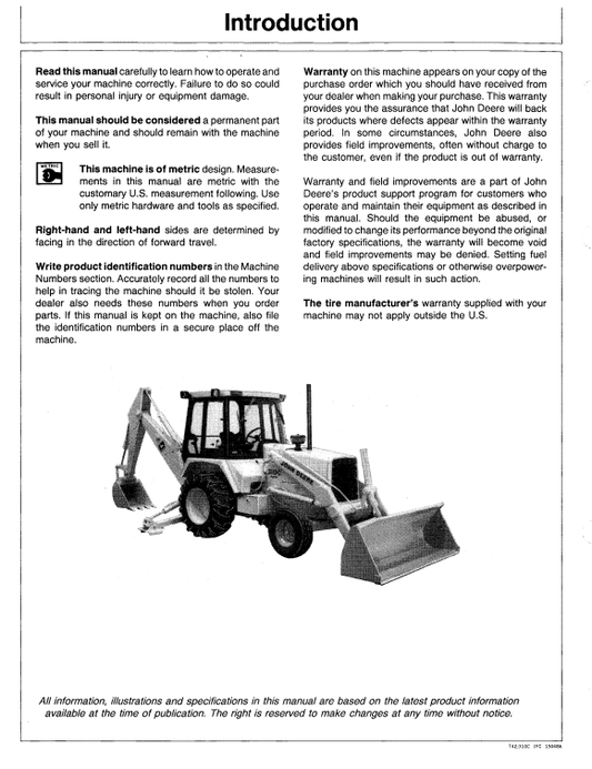 JOHN DEERE 310C BACKHOE LOADER OPERATOR MANUAL OMT83190