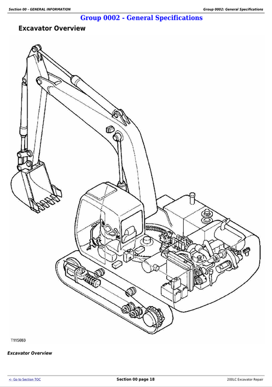 JOHN DEERE 200LC EXCAVATOR REPAIR TECHNICAL MANUAL TM1664