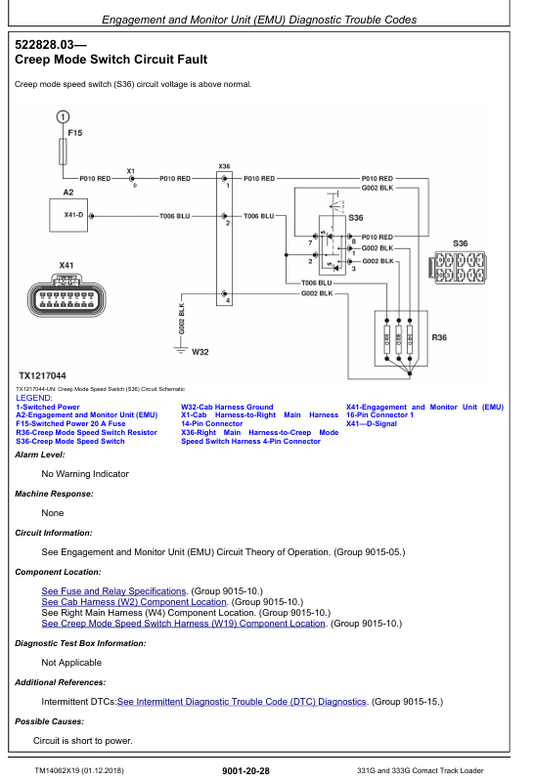 JOHN DEERE 331G, 333G COMPACT TRACK LOADER OPERATION AND TEST TECHNICAL MANUAL TM14062X19