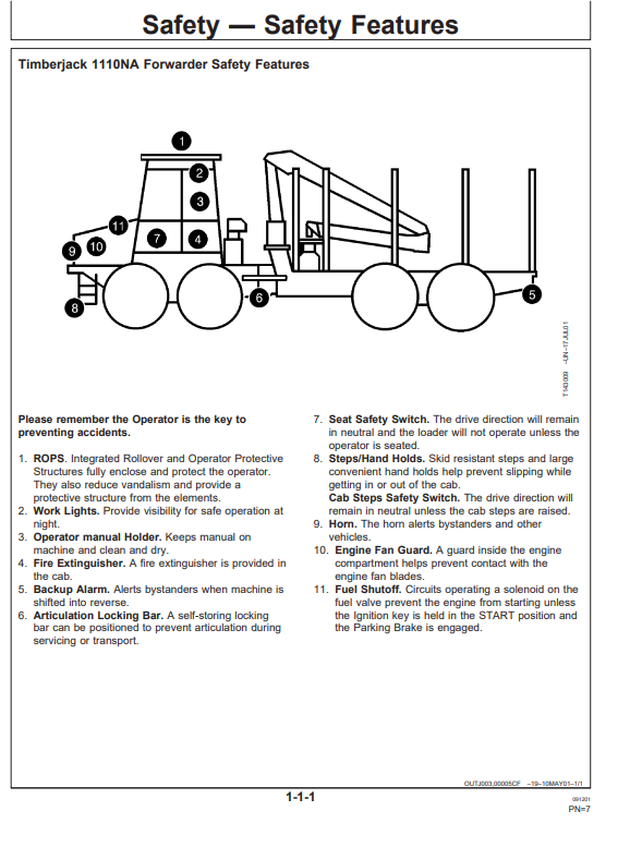 JOHN DEERE 1110NA FORWARDER OPERATOR MANUAL OMF062546