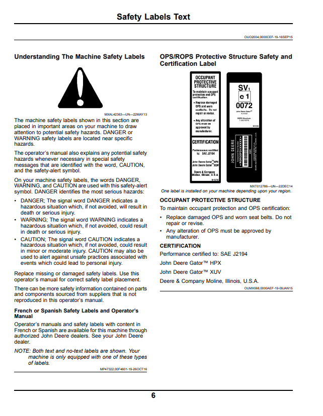 JOHN DEERE XUV855D GATOR™ UTILITY VEHICLE OPERATOR MANUAL OMM178610