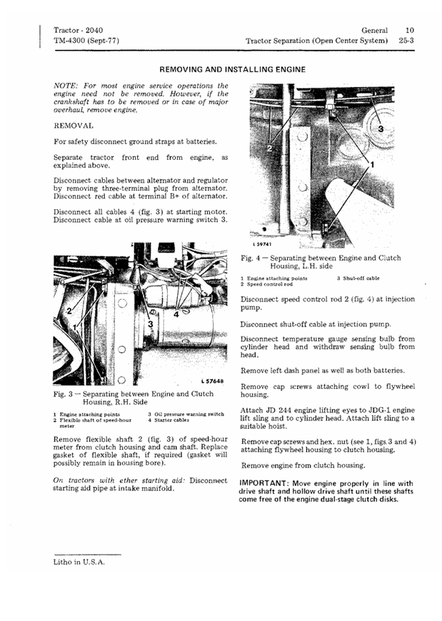 JOHN DEERE 2040 TRACTOR TECHNICAL MANUAL TM4300