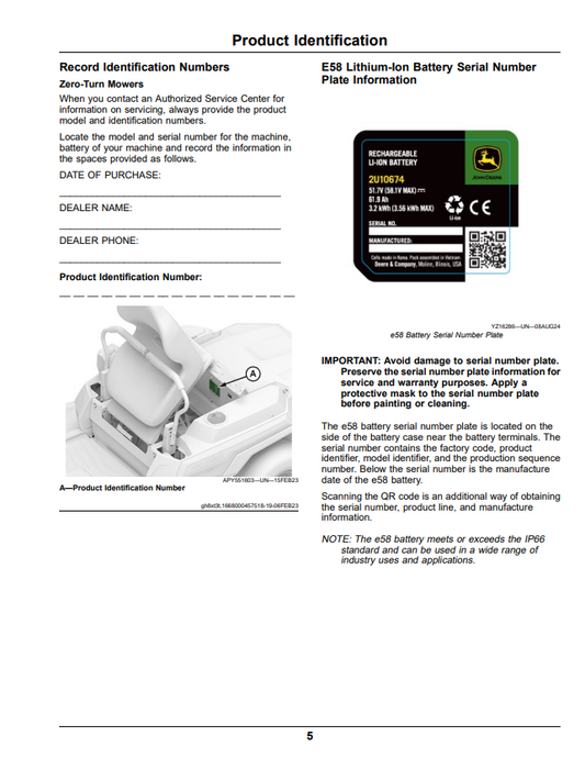 JOHN DEERE Z370R AND Z380R RESIDENTIAL ZTRAK MOWER 42A, 48A, AND 54A DECK OPERATOR MANUAL OMUC42875E