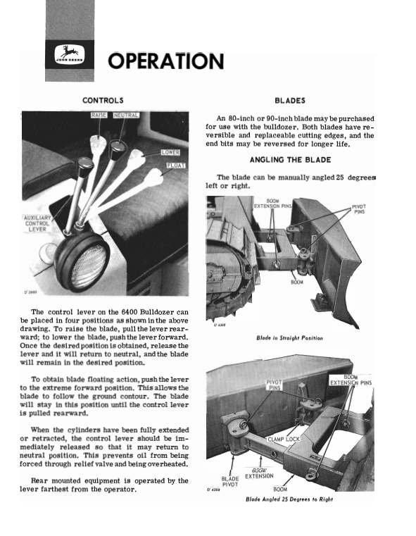 JOHN DEERE 6400 BULLDOZER OPERATOR MANUAL OMT26183