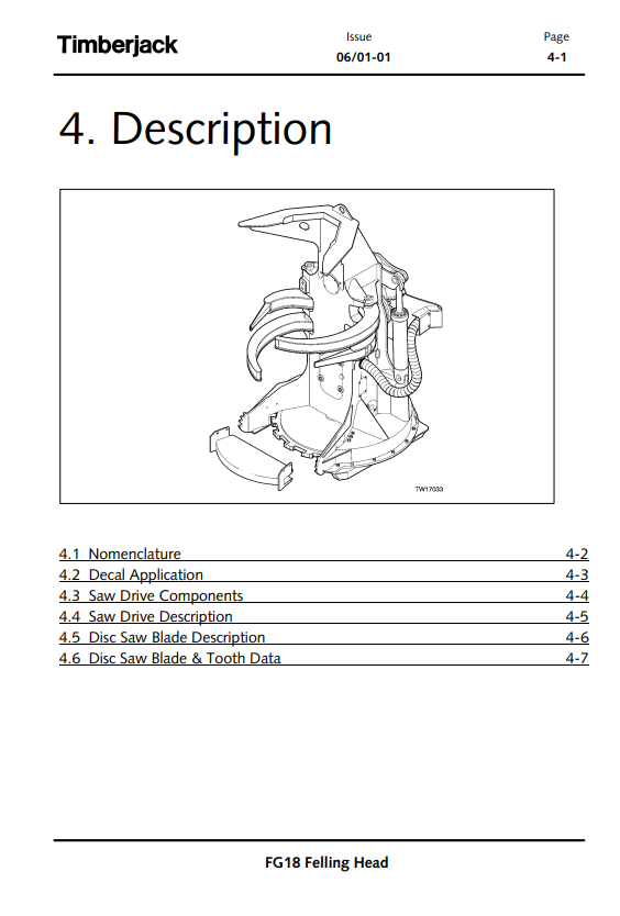 JOHN DEERE FG18 DISC SAW FELLING HEAD OPERATOR MANUAL OMF382266