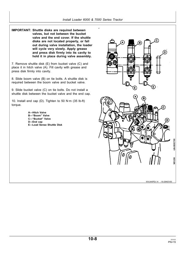 JOHN DEERE 720, 725 LOADER PRE DELIVERY INSTRUCTION MANUAL PDIW43428