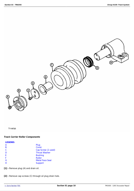 JOHN DEERE 120C EXCAVATOR REPAIR TECHNICAL MANUAL TM1935