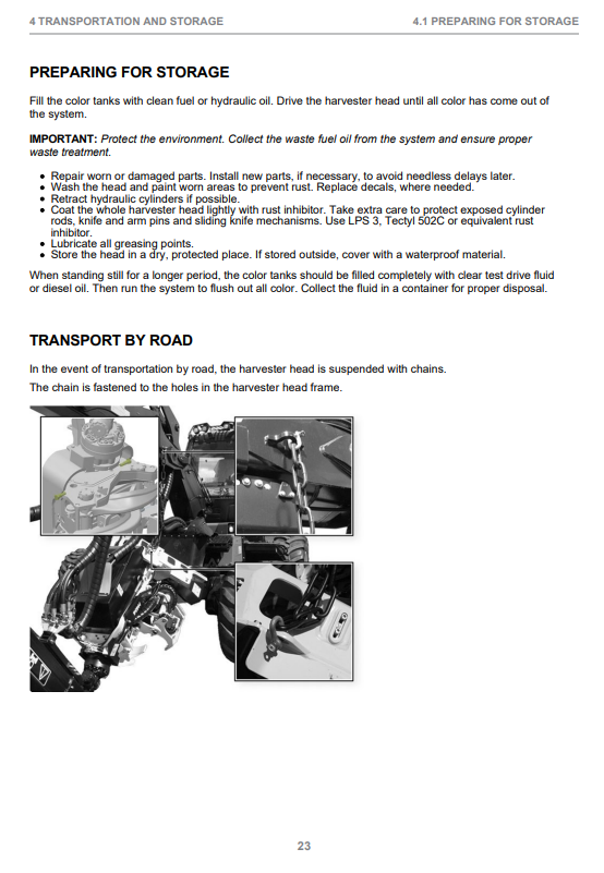 JOHN DEERE H413 HARVESTER HEAD OPERATOR INSTRUCTION MANUAL F678990