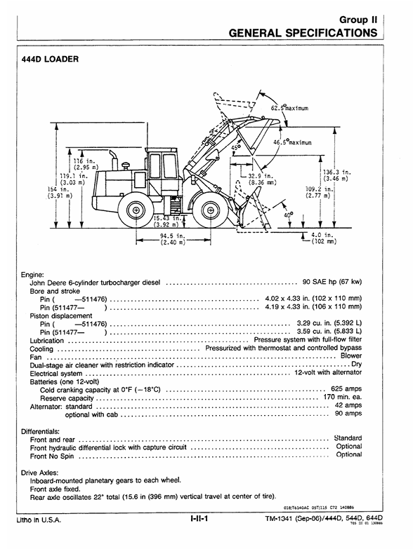 JOHN DEERE 444D, 544D, 644D LOADER REPAIR TECHNICAL MANUAL TM1341