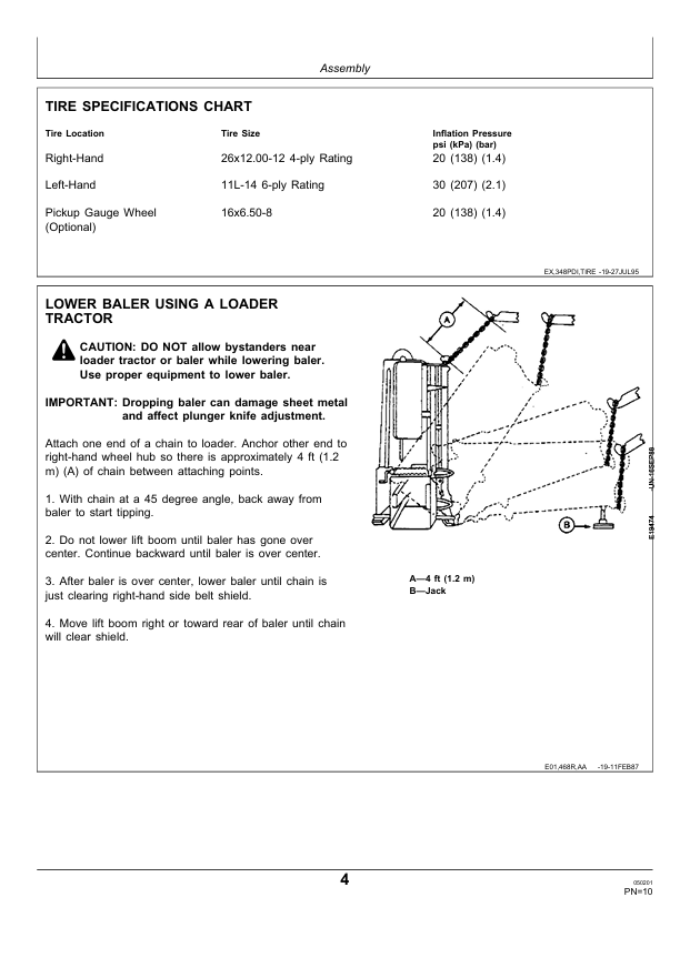 JOHN DEERE BALER 348 PDIE87176 H5 PRE DELIVERY INSTRUCTION MANUAL