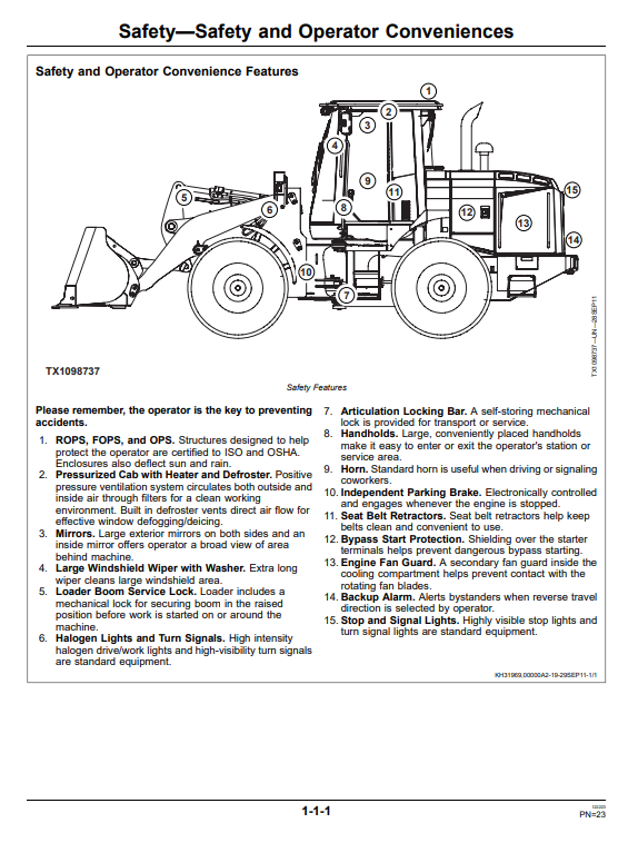 JOHN DEERE 444K 4WD LOADER OPERATOR MANUAL OMT260588