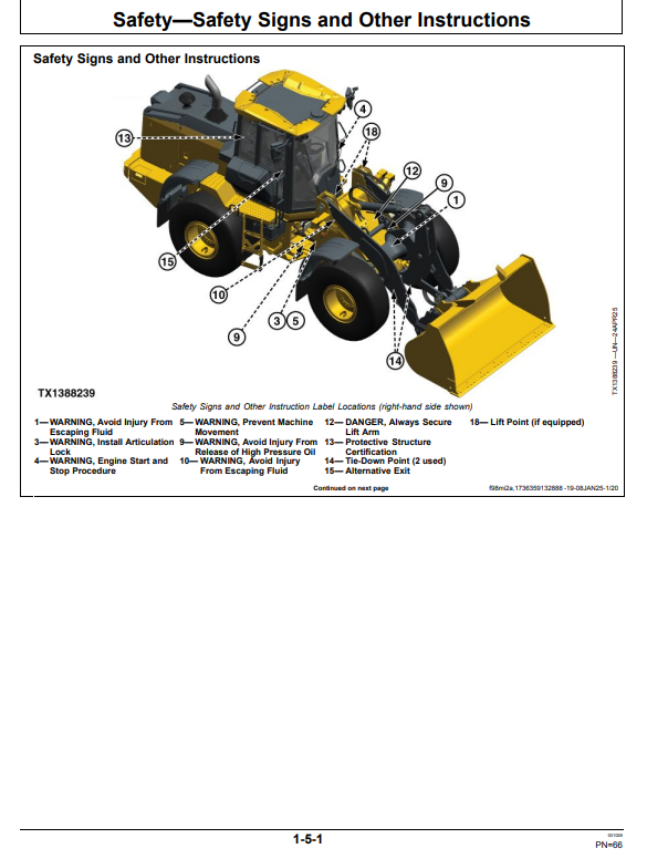 JOHN DEERE 544 P 4WD LOADER OPERATOR MANUAL OMT495780X019