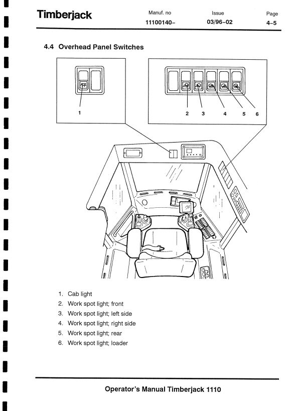 JOHN DEERE 1110A FORWARDER OPERATOR MANUAL F045786