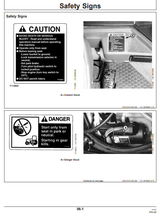 JOHN DEERE 324H AND 344H LOADER OPERATOR MANUAL OMT183945