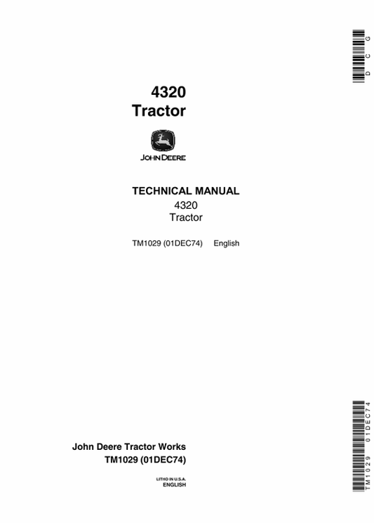 JOHN DEERE 4320 TRACTOR TECHNICAL MANUAL TM1029