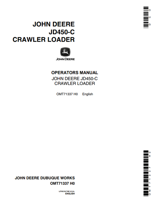 JOHN DEERE JD450-C CRAWLER LOADER OPERATOR MANUAL OMT71337