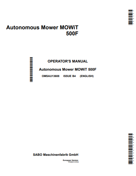 JOHN DEERE AUTONOMOUS MOWER MOWIT 500F OPERATOR MANUAL OMSAU13608