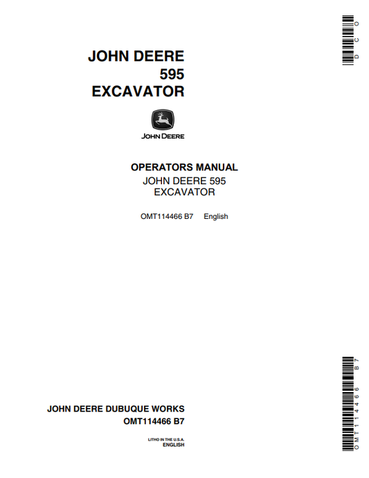 JOHN DEERE 595 EXCAVATOR OPERATOR MANUAL OMT114466