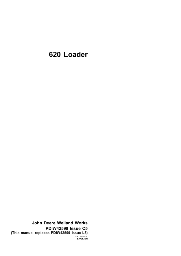 JOHN DEERE 620 LOADER PRE DELIVERY INSTRUCTION MANUAL PDIW42599