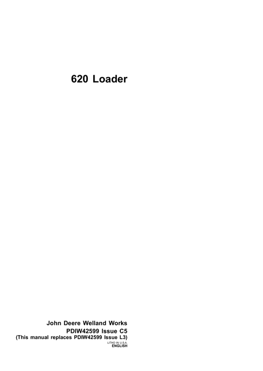 JOHN DEERE 620 LOADER PRE DELIVERY INSTRUCTION MANUAL PDIW42599