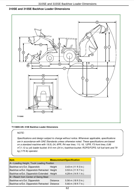 JOHN DEERE 310SE AND 315SE BACKHOE LOADER TECHNICAL MANUAL TM1609