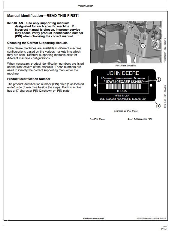 JOHN DEERE 260E AND 310E ARTICULATED DUMP TRUCK OPERATOR MANUAL OMT363010X19