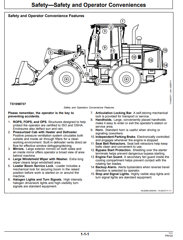 JOHN DEERE 544K 4WD LOADER OPERATOR MANUAL OMT231639