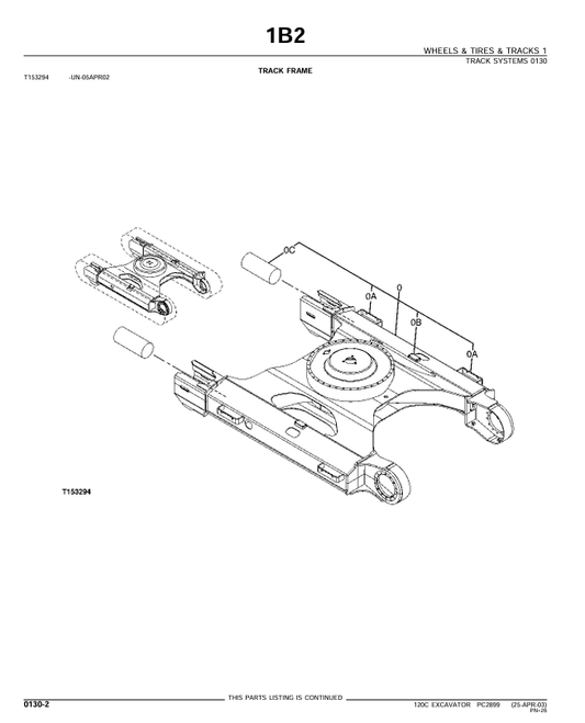 JOHN DEERE 120C EXCAVATOR PARTS CATALOG MANUAL PC2899