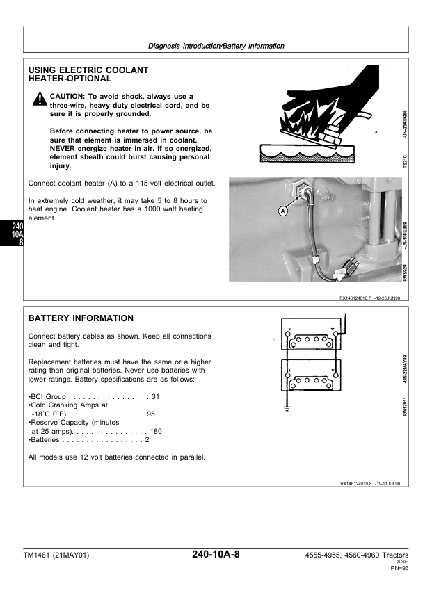 JOHN DEERE 4555, 4755, 4955 AND 4560, 4760, 4960 TRACTOR OPERATION AND TEST MANUAL TM1461
