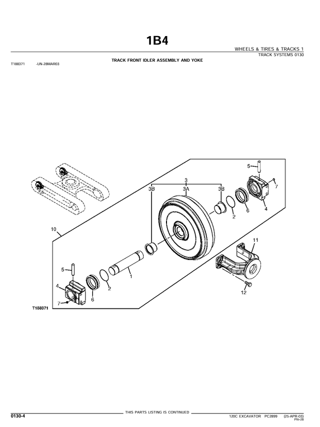 JOHN DEERE 120C EXCAVATOR PARTS CATALOG MANUAL PC2899