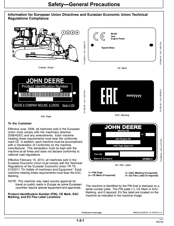 JOHN DEERE 950K CRAWLER DOZER OPERATOR MANUAL OMT367208X19