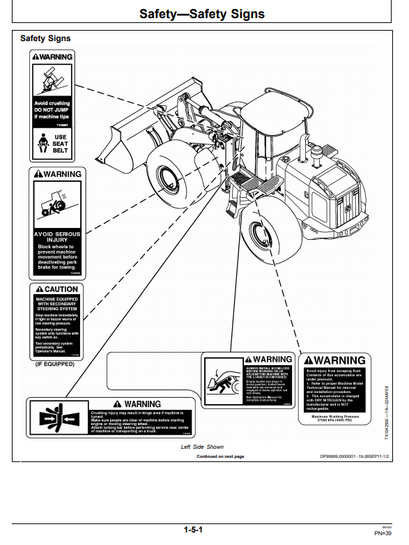 JOHN DEERE 544K 4WD LOADER OPERATOR MANUAL OMT231639