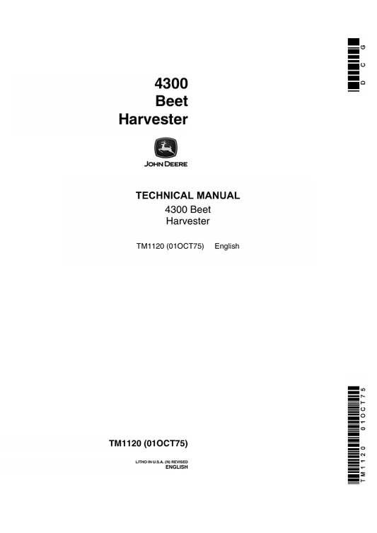 JOHN DEERE 4300 BEET HARVESTER TECHNICAL MANUAL TM1120