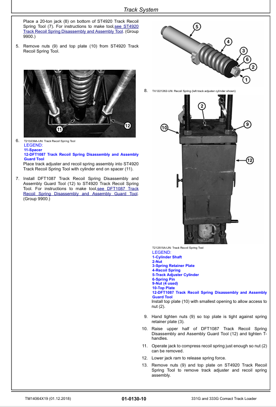 JOHN DEERE 331G, 333G COMACT TRACK LOADER REPAIR MANUAL TM14064X19