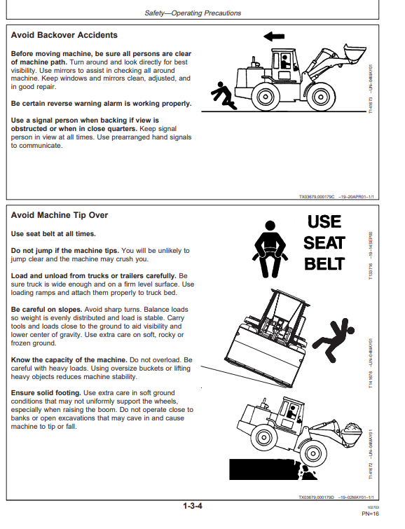 JOHN DEERE 624H LOADER AND TC62H TOOL CARRIER OPERATOR MANUAL OMT195360