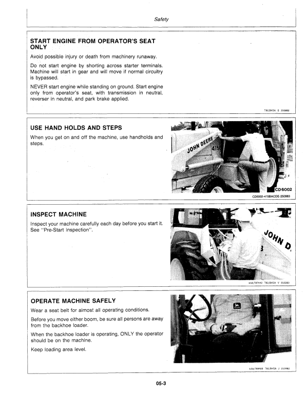 JOHN DEERE 415 B, 515 B BACKHOE LOADER OPERATOR MANUAL OMCD16146