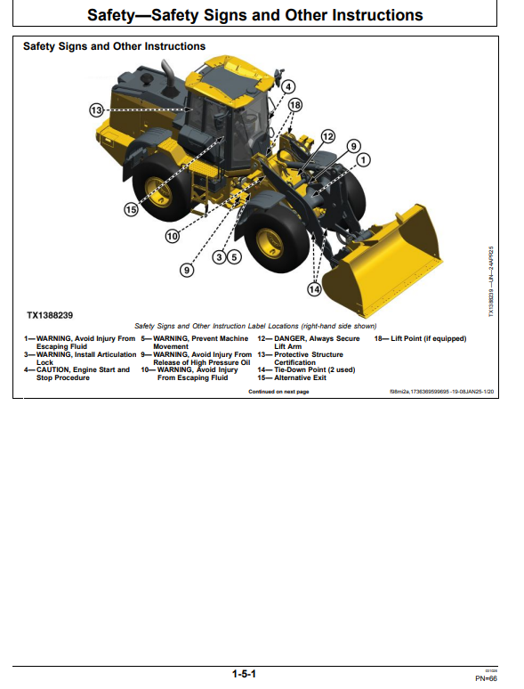 JOHN DEERE 624 P 4WD LOADER OPERATOR MANUAL OMT495781X019