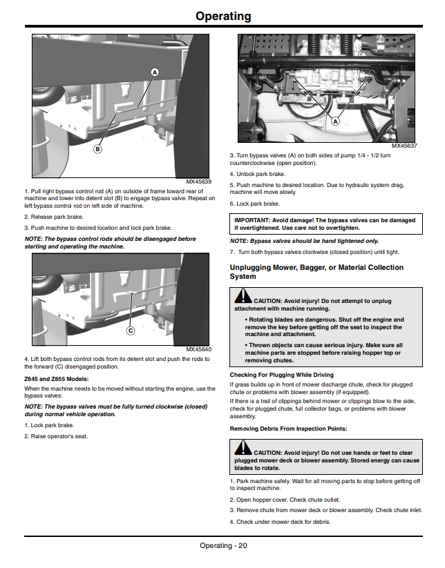 JOHN DEERE Z225, Z245, Z425, Z445, Z465, Z645, Z655 EZTRAK OPERATOR MANUAL OMM163777